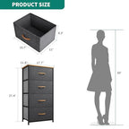 YITAHOME Storage Tower with 4 Drawers - Fabric Dresser, Organizer Unit for Bedroom, Living Room, Closets - Sturdy Steel Frame, Easy Pull Fabric Bins & Wooden Top - color: Cool Dark Grey, style: 4-Drawer