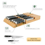 Utoplike in-Drawer Knife Block Bamboo Kitchen Knife Drawer Organizer, Handle Steak Knife Holder Without Knife, Fit for 12 Knives and 1 Sharpening Steel (Knives Not Included) - size: 12 Holder
