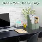 Feifeiya Magazine File Holder Set of 6 Stylish Sturdy Cardboard File Boxes Desk Organizer Beautiful Magazine Holder Rack with Gold Label Holder for Home Office Desktop Bookshelf Classroom(Sage Green) - color: sage green