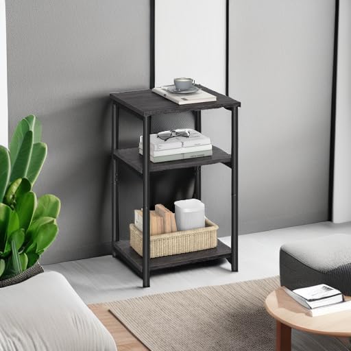 VASAGLE Side Table, Small End Table, Tall Nightstand for Living Room, Bedroom, Office, Bathroom, Misty Gray and Classic Black ULET273B68 - color: Misty Gray + Classic Black
