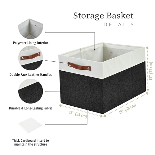 DECOMOMO Kallax Storage Cubes - 13x15x13 Storage Bins, Baskets for Organizing Shelves (Black and White, 3-Pack) - color: Black and White, size: Kallax 13"x15"x13" /3pcs