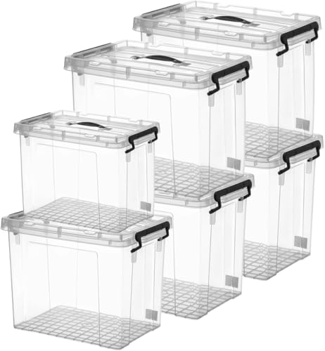 462 QT Set Heavy-Duty Stackable Clear Storage Bins with Lids - Premium Clear Plastic Organizing Containers for Home, Office, BPA-Free, Pull Handles and Secure Latches - style: 462QT (90QT X 4 Pack+60QT+42QT)