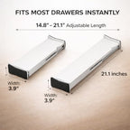 Adjustable Drawer Dividers – Expandable 14.7–21” Drawer Organizer with Non-Slip Ends, Easy Install for Kitchen, Dresser & Closet Storage (“White”)