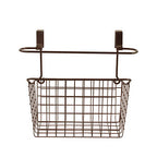 Spectrum Grid Medium Over Cabinet Hanging Basket & Towel Bar for Inside The Kitchen Bath Storage, Easy Install Cabinet Door Wire Metal Basket Hanger with Towel Holder for Kitchen Bathroom, Bronze