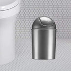 Umbra 1.25 Gallon Mini Waste Can with Removable Swing-Top Lid - Small Garbage Bin for Kitchen, Bathroom, Bedroom, Office - Compact Trash Can Fit Under Tables & Counters - Silver - color: Silver