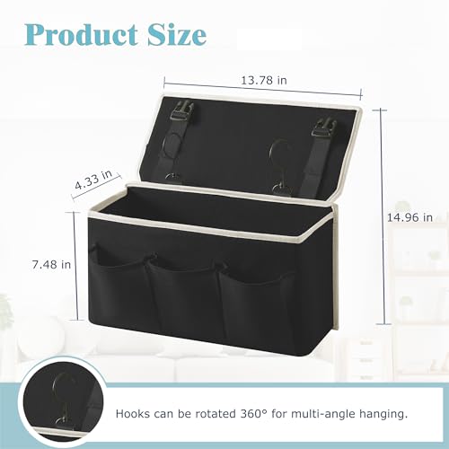 Bedside Caddy/Bedside Storage Organizer Hanging Bag with Three Options,Suitable for home beds, sofas, and dormitory beds—can hold magazines, books, phones, iPads, remote controls. (2-Pack Black) - color: 2-Pack Black