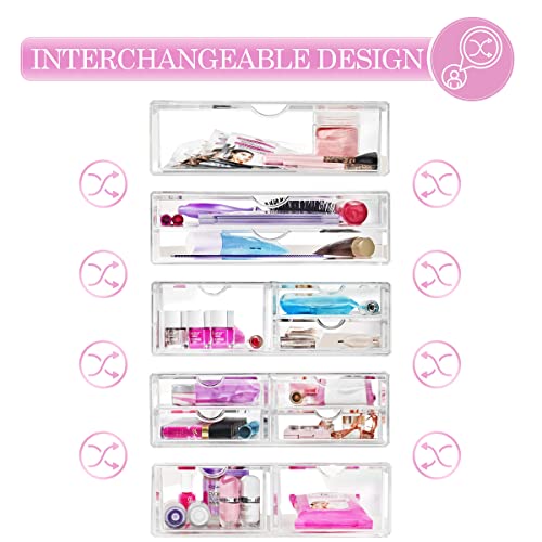 Sorbus Large Stackable Acrylic Drawers - 4 Clear Storage Drawers for Organizing Make up, Nail Polish, Hair Accessories, and Beauty Supplies - Makeup Organizer for Vanity, Bathroom Organizer Countertop - color: 4 Drawers