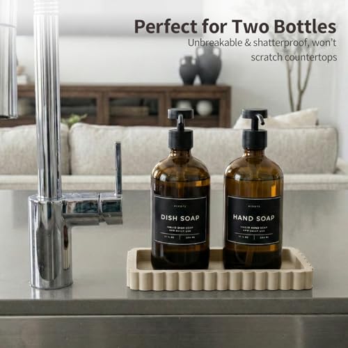 Small Silicone Bathroom Vanity Tray, Sink Caddy for Dish Soap Dispenser, Sponge Holder for Kitchen Sink, Rectangle Bathroom Countertop Organizer for Perfume, Jewelry, Candle (7.9” * 4”, Khaki) - color: Khaki, size: 7.9" x 4" x 0.7"