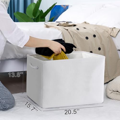 TheWarmHome Organization and Storage Basket for Shelves - Extra Jumbo 3 Pack 20.5x15.8x13.8 inch Cube Storage Bins for Toy Closet Box Home Organizer Gift (White) - color: White Color, size: 3PCS/Extra Jumbo - 20.5Lx15.7Wx13.8H