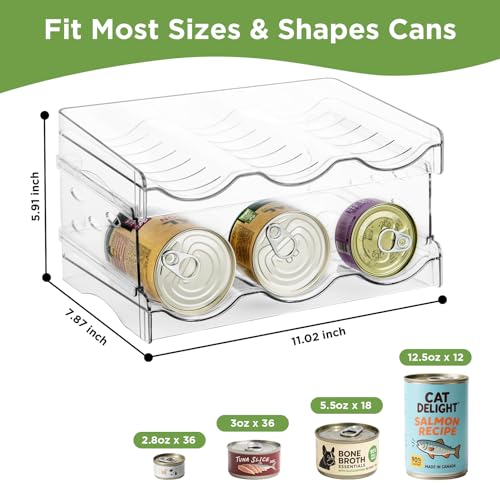 REFLYING Cat Food Can Organizer, Can Organizer for Pantry, Transparent Cat Food Storage Container Holds 36 (3.5oz) Cans, Canned Food Organizer and Storage for Countertop Kitchen Cabinet (2 Layers) - color: 3 Tier-2 Layer