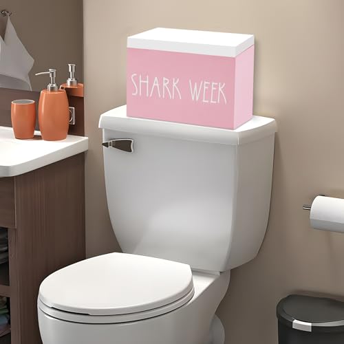 Tampon Holder and Feminine Products Organizer for Bathroom, Shark Week Storage, Dispenser, Farmhouse Container, Accessories Box for Girl Stuff