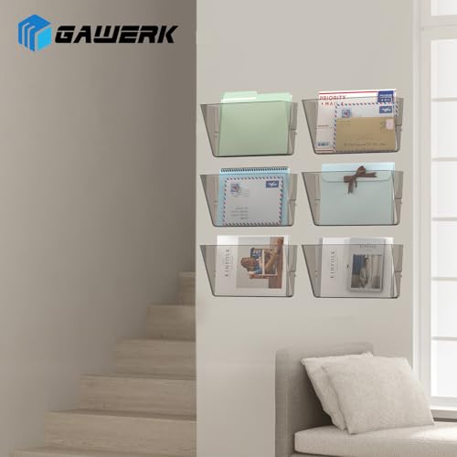 Gawerk Clear Acrylic Single Pocket, Plastic Hanging Wall Mount File Holder for Office Home (Gray, 2 Pack) - color: Gray, size: 2 Pack