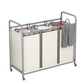 LINZINAR 3-Bag Laundry Sorter,Laundry Hamper Cart with Heavy Duty Rolling Lockable Wheels and Removable Bags (Beige) - size: 3 Bags Beige