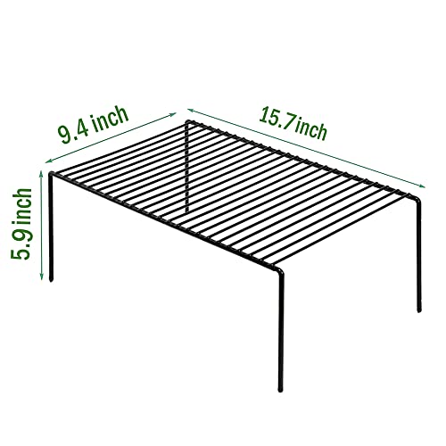 Redrubbit 2 Pack Large (15.7 x 9. 4 Inch) Cabinet Storage Shelf Rack, Rustproof Kitchen Counter and Cabinet Shelf, Storage Rack Organizer for Kitchen, Fridge, Cabinet, Bathroom, Black - color: Black