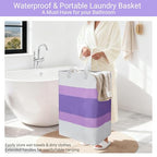 Stylish Freestanding Laundry Hamper with Waterproof Liner,72L Foldable Laundry Basket with Portable Handles Space-saving Storage Basket for Bedroom,Bathroom,Laundry Room,Easy Carry to Travel (Purple) - color: Purple