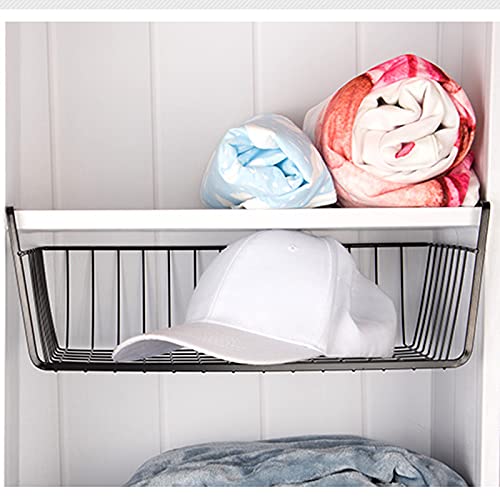 Undershelf Storage Basket Under Shelf Wire Basket Household Metal Under Shelf Hanging Storage Bin Basket Slides Under Shelves for Storage Space Saving for Kitchen Pantry Bookshelf (Medium, 2 PCS) - color: 2 PCS, size: Medium