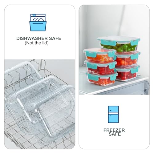 KOMUEE 10 Pack Glass Food Storage Containers, Meal Prep Containers with Lids, Airtight Glass Lunch Boxes, Freezer, Oven, and Microwave Safe, Green - color: Green