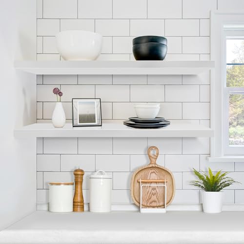 Sorbus Floating Shelves for Wall - 35 Inch Long Bathroom Shelves, Wall Decor for Bedroom, Kitchen, Living Room & Book Storage - Mounted Floating Shelf with Invisible Brackets (White, 2 Pack) | Long Wall Shelves, for Bedroom, Kitchen, Living Room, Bathroom