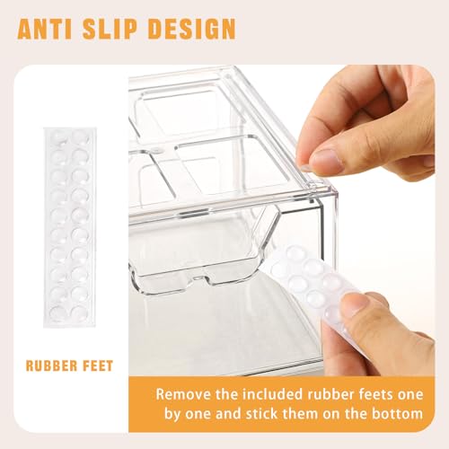 Stebopum 6 Pack Stackable Storage Drawers Clear Acrylic Organizer Makeup Bathroom Organizer and Storage Bins for Beauty Supplies,Ideal for Vanity, Bathroom,Pantry Organization - style: 4 Small+2 Wide
