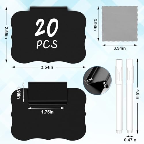 23PCS Basket Labels Clip On, 20 Removable Labels for Storage Bins, Kitchen Pantry Label, Plastic Storage Bin Label with 2 Chalk Markers & 1 Wipe, Label Holder, Basket Tags, Bin Clips (Black)
