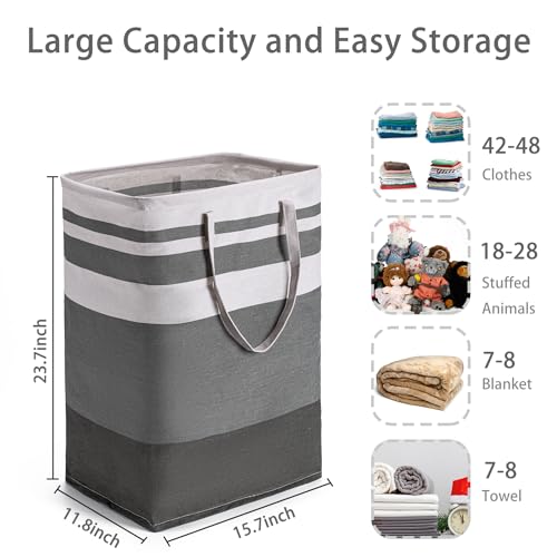 BOOMIBOO 2 Pack Large Laundry Basket,Waterproof Freestanding Laundry Hamper,Collapsible Clothes Basket with Easy Carry Handles in Laundry Room Bathroom Bedroom Dorm,Gradient Grey,75L - color: Gradient Grey, size: 75L
