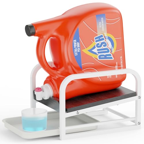 Laundry Detergent Holder Liquid Laundry Detergent Riser and Stand, Liquid Detergent Holder with Drip Tray for Laundry Room Organization (Tilted-Black Wood) - style: Tilted-Black Wood