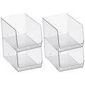 mDesign Stackable Plastic Food Storage Organizer Bin Basket with Open Front for Household Kitchen Cabinets, Pantry, Offices, Closets, Bedrooms, Bathrooms - 7.7" Wide, 4 Pack - Clear - size: 12 x 7.7 x 6.25 (Pack of 4)