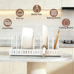 Pot and Pan Organizer under Cabinet Pull Out,Pot Lid Holder for Kitchen, Cookware Storage Rack with Slide Rails,Slide-out Drawer, White