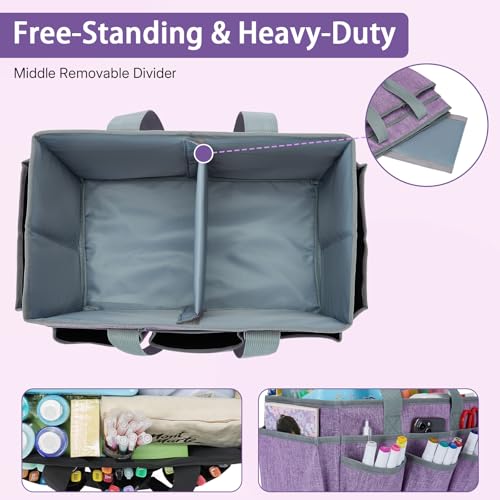 Craft Tote Bag, Art Organizer,Cleaning Supply Caddy, Carrying Bag with Handle for Multi-Purpose, Organizer Caddy for Pets (Purple) - color: Purple