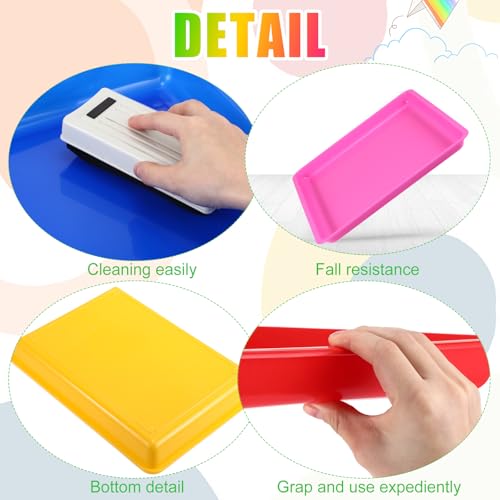 Maitys 15 Pcs Flat Plastic Trays 16.1 x 11.8'' Sensory Storage Paper Tray Stackable Classroom Bins for Office Home Organizer Crafts Supplies(Bright Color) - color: Bright Color