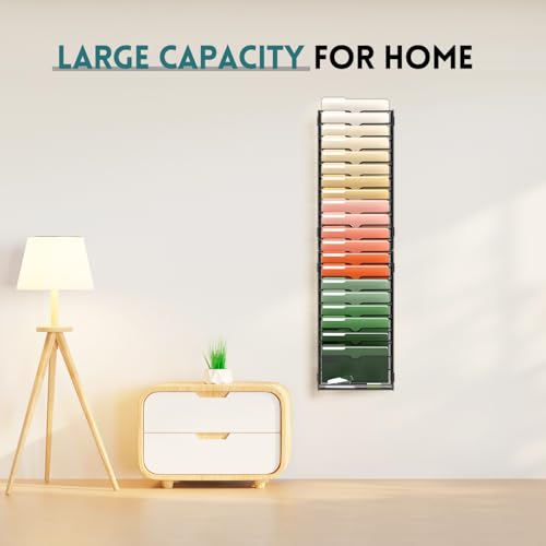 SUPEASY 21 Tier Wall File Organizer, Hanging Wall Mounted Mail Organizer with Label Slots, Metal Mesh File Holder Magazine Rack for Office, Home, School or Classroom, Black - color: Black, size: 21-Tier