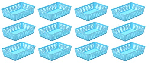 YBM Home 12-Pack Plastic Storage Baskets Bins for Home Junk Drawer, Shelves, and Office Organization, Functional Trays/Containers Great for Kitchen Pantry, Cabinets, Bedrooms, and Bathrooms, Blue - color: Blue, size: 12