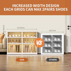 EHAMILY 3 Tier Foldable Shoe Rack Organizer for Closet 6-12Pairs Plastic Collapsible Shoe Racks Shelf for front door entrance Stackable Clear Folding Shoes Storage boxes XLarge Storage Cabinet - size: 3 Tiers 12 Pairs