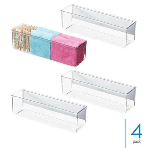 iDesign Magnetic Medium Clear Plastic Organizer Bins for Laundry Room Storage - 4-Pack - size: Medium, style: Pack of 4