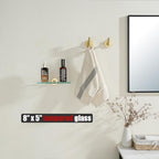 JQK Bathroom Glass Shelf Gold, Tempered Glass Shower Storage 8 by 5 inches, 304 Stainless Steel Brushed Gold Wall Mount, TGS101L8-BG - color: Gold, size: 8 Inch (1 Pack)