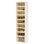 Foldable Shoe Organizer Storage Box, Portable Extra Large Folding Shoe Rack for Closet, Shoe Storage Box with Magnetic Transparent Door and Wheels, 9 Layers 18 Grids with 2 Big Grids - size: White 9 Layers-B