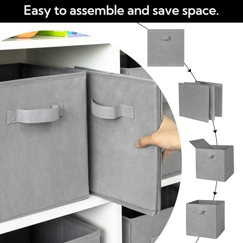 Cupic Cupid 13x13 Storage Cubes, 6 Pack Open Storage Bins with Handles, Storage Cube Organizer for Clothes and Toys, Collapsible Cube Bins for Closet, Shelves, Offices, Gray - color: Gray, size: 13 Inch