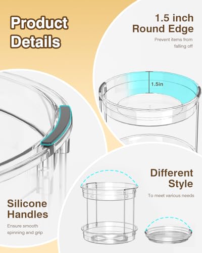 INCOSTAR 2 Pack Lazy Susan Organizer 9.25''and 11.81'' Two-Tier Lazy Susan Turntable for Cabinet, Spice Rack, and Pantry Storage - Spinning Makeup Organizer for Bathroom, Clear - size: 2-Tier & 2 Pack