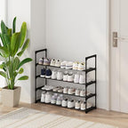 Calmootey 4-Tier Shoe Rack, Tall Large Capacity 20 Pairs Shoes Storage Organizer, Stackable Wide Shoe Shelf for Entryway, Hallway, Black - size: 4-Tier