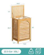 Laundry Hamper, 22.5 Gallon (85L) Bamboo Wood Clothes Laundry Basket with Lid and Handles, Removable Liner (Natural, Large) - color: Natural, size: Large