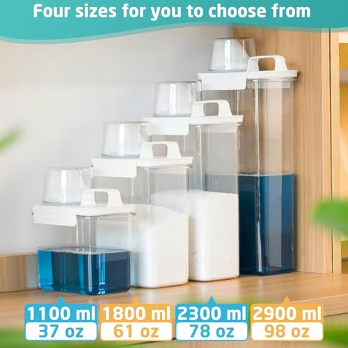 Laundry Detergent Dispenser-1 Pack, 37 oz Detergent Dispenser with 4 Removable Labels, Laundry Soap Dispenser for Laundry Room Organization and Storage, BPA Free & PET Plastic Clear - size: 37 Ounce (Pack of 1)