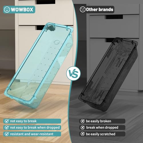 WOWBOX 24 PCS Plastic Drawer Organizer Set, 4 Sizes Desk Drawer Organization and Storage Containers for Makeup, Cosmetics, Jewelry and Gadgets in Kitchen, Bathroom, Bedroom, Office, Clear Sea Blue - color: Sea Blue, size: 24 PCS