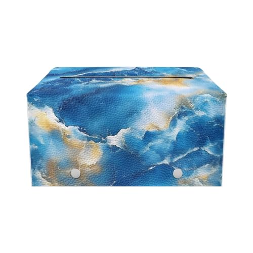 Blue Marble Tissue Box Cover, Rectangle Modern Leather Tissue Box Tissues Boxs Fashion Organizers with Fashion Prints Home Decor Items - color: Blue Marble1
