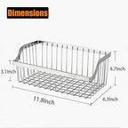 2PCS Kitchen Storage Metal Wire Fruit Basket - SUS304 Stainless steel Organizer Storage Bin Baskets for Bathroom - Space Saving Design for Pantry Organization, Spice Rack,Self Adhesive（Silver） - size: 11.8Inch 2PCS