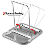 WAGENSTEIGER Foldable Stainless Steel Pot Lid Rest, Ladle Holder, Multifunctional Kitchen Organizer Stand, Easy Storage, Dishcloth Rack, Pan Lid Holder, Cooking Utensil Holder Organizer