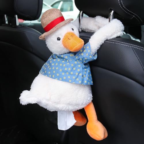 Tissue Box Cover Plush Tissue Box Holder for Car, Home, Decorative Holder/Organizer for Bathroom Vanity Countertop, Nightstands, Office Desk-Duck - color: Duck