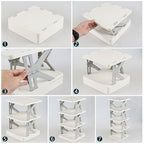 5 Tier Vertical Narrow Shoe Storage Organizer for Saving Space, Gray Plastic Small Collapsible Shoe Rack for Entryway, Closet, Bedroom