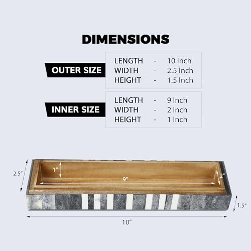 Handicrafts Home Decorative Storage Box with Lid, Patisserie Cafe Stripe Pattern Remote Holder Box, Slim Coffee Table Storage Organizer, Wooden Kitchen Counter Desk Shelf Box, Grey & White, 10x2.5x1.5 - color: PATISSERIE-CAFE, size: 10x2.5x1.5 Inch