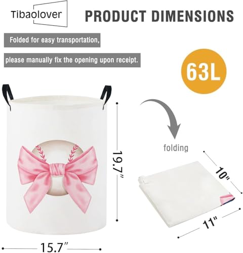 Baby Laundry Basket Baby Nursery Hamper Kids Laundry Basket Toy Storage Bin for Boys Room Decor Gift Baskets for Bedroom Bathroom(Bowknot Baseball) - color: Bowknot Baseball