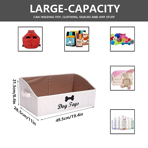 Morezi Linen-cotton blend dog toy basket and dog toy box, dog toy basket storage - Perfect for organizing pet toys, blankets, leashes, chew toys - Beige - Dog - color: Dog Beige